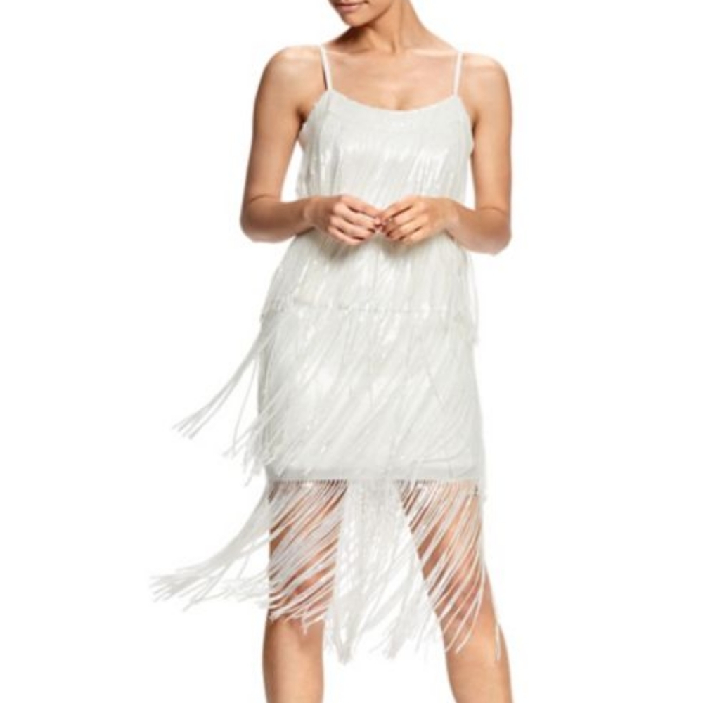 ✨NWT Dress The Population White Roxy Fringe Dress